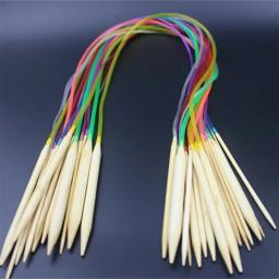 18 pçs/set agulhas de tricô circulares de bambu crochê costura tricô duplo cúspide ganchos tubo macio agulha artesanato ferramentas conjunto 40-120cm - Image 1