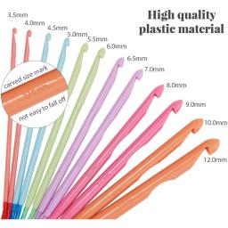 30 peças diy conjunto de ganchos de crochê afegão tunecino com cabo de plástico 3.5mm-12.0mm agulhas de tecelagem e acessórios de ganchos de crochê - Image 2