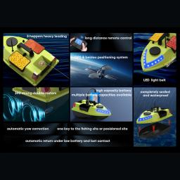 GPS RC Barco Isca, Controle Remoto Sem Fio, Barco Alimentador, 3 Recipientes Isca, 600m - Image 6