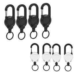 Suporte de crachá retrátil ID, resistente, clipes de carretel, chaveiro, branco, 4pcs - Image 5