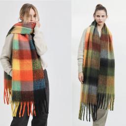 Lenço de malha xadrez para homens e mulheres, xale de caxemira, Lady Wrap, Tassel Scarves, Pashmina, grosso, quente, inverno, novo - Image 5