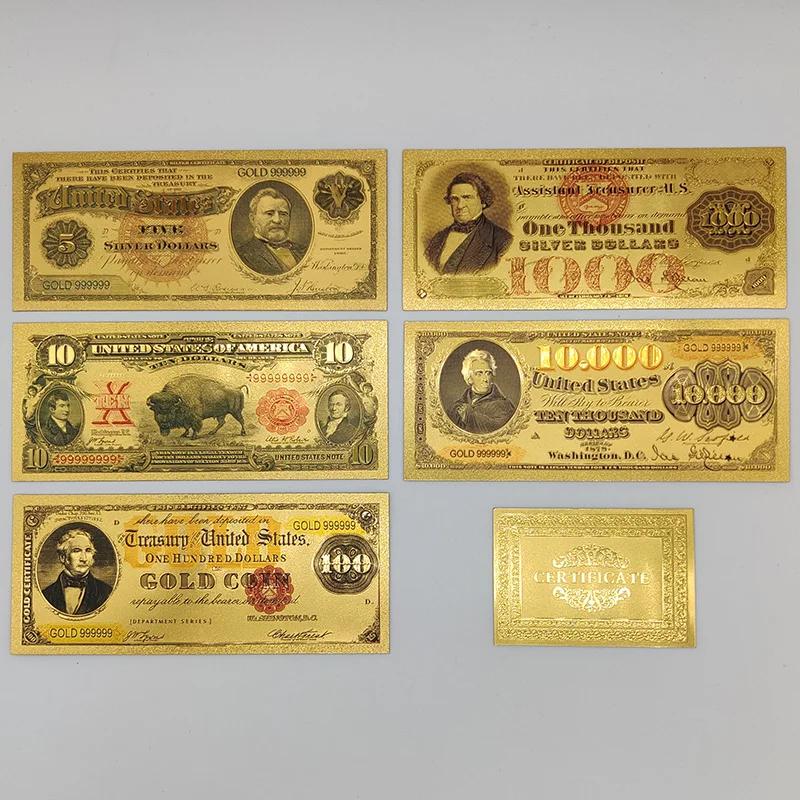 5 pçs 1922 ano américa folha de ouro cédula 5 10 100 1000 10000 dólar coleccion billetes prop dinheiro prémio fornecimento de dinheiro presente - Image 5