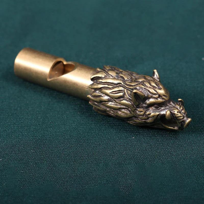 Apito de bronze coppery animais selvagens javali águia leão lobo árbitro ao ar livre assobios chaveiro pingentes decoração 12 zodiac decoração - Image 1