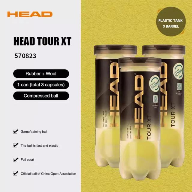 Cabeça-Bolas de Tênis TOUR XT com Alta Resistência Elástica para Treinamento Profissional - Pacote com 3 Unidades