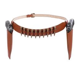 Punhal de pistola de couro para homens, arma dupla coldre, bolsa dupla, Halloween, traje de xerife, pistola de oeste selvagem - Image 1