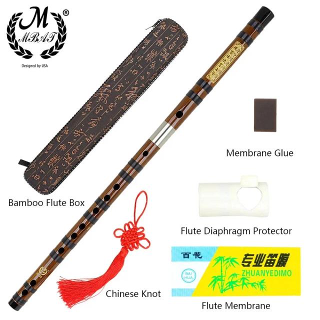 Flauta de Bambu ZD-03 Profissional - Instrumento Musical Tradicional Chinês Dizi Transversal com Chaves C, D, E, F, G