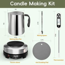 Kit de fabricação de velas com prato quente, panela de fusão de cera, colher de agitação, almofada antiescaldante, novos suprimentos, plug americano - Image 6