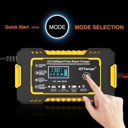 Carregadores De Bateria De Reparo De Pulso Automático Completo, Display Digital LCD, AGM Gel WET, Chumbo Ácido, 12V, 6A, 4-100Ah - Image 2