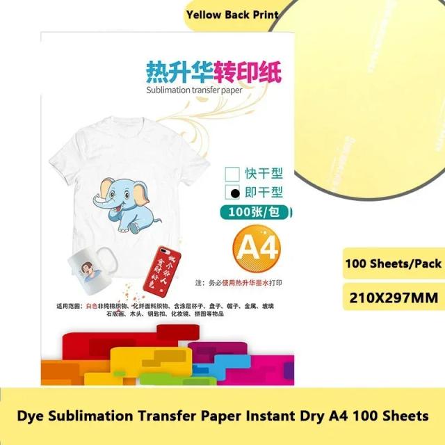Papel de Transferência Térmica A4 para Sublimação Rápida - 100 Folhas para Impressão de T-shirts e Transferência de Calor