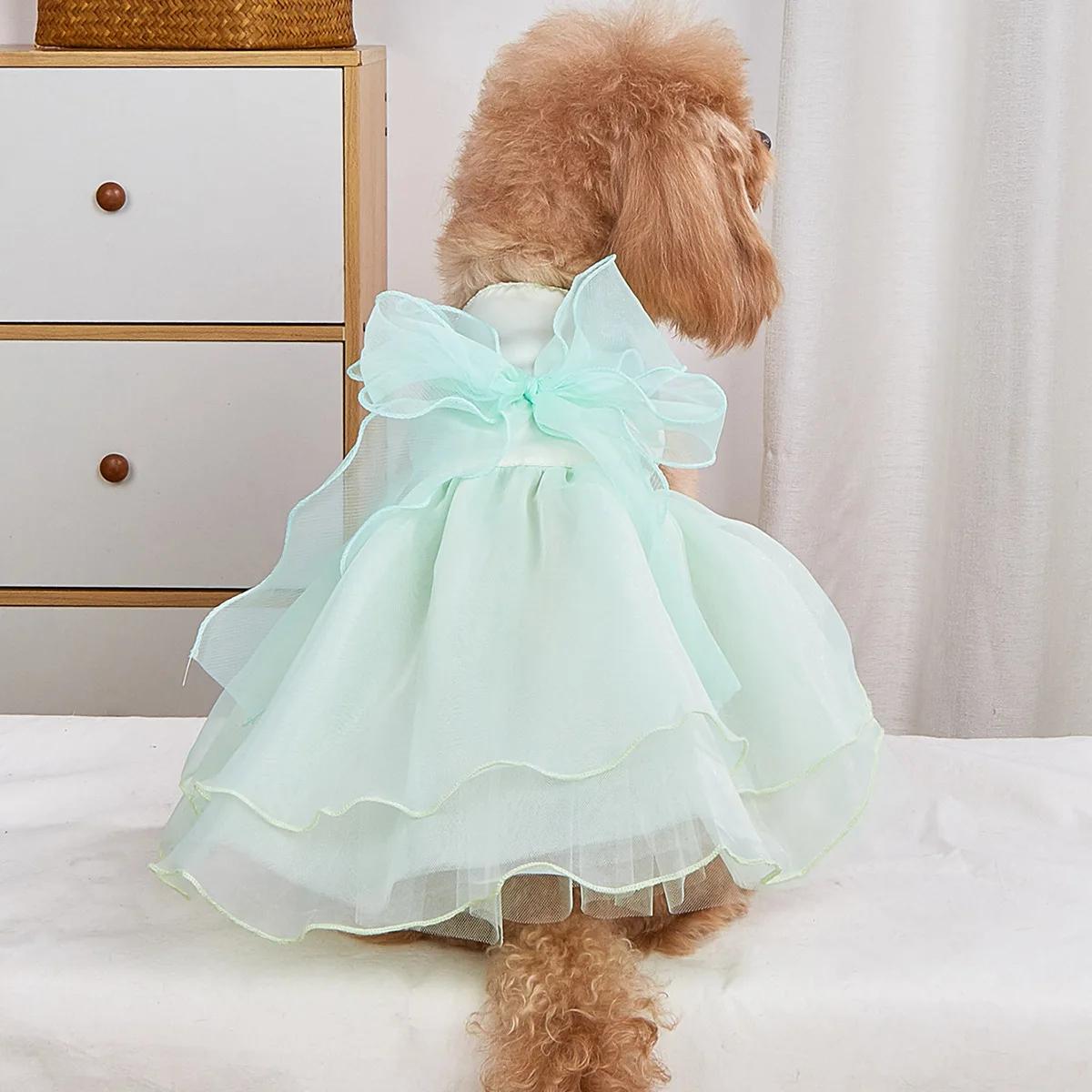Pet Clothes Dog Wedding Dress Prom Party Princess Dresses para cães pequenos Luxury Dog Clothes Puppy Cat Costume White Pet Supplies - Image 1