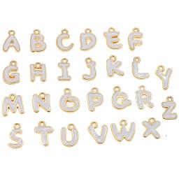 26 /10 pçs alfabeto branco charme esmalte pingente de jóias fazendo alfabeto inicial pingente diy pulseira colar dupla face - Image 1