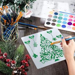 18 pçs reutilizáveis artistas desenho aids diy projetos de arte de natal modelos kit estêncil para pintura em madeira parede tecido sinal de rocha - Image 3
