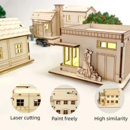 Casa De Construção Em Miniatura, Brinquedo De Artesanato De Madeira, Kit Modelo De Casa Pré-fabricada, Material De Arquitetura, Construção De Madeira, Escala 1:50 - Image 6