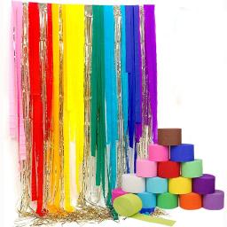 Colorido diy crepe papel streamers folha franja enfeites cortina foto para aniversário casamento chá de fraldas festa pano de fundo decoração - Image 1