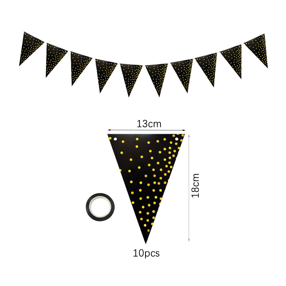 Louça Descartável Conjunto para Festa de Aniversário e Casamento, Prato De Papel, Copo, Guardanapo, Rosa, Preto, Branco, Ponto Dourado, Toalha De Mesa, Suprimentos - Image 1