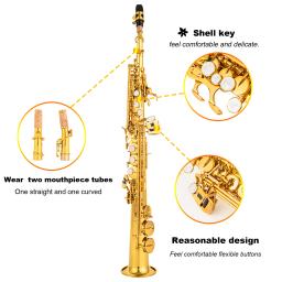Latão Hetero Saxofone Soprano Bb BFlat Woodwind Instrumento Natural Shell Key Carve Padrão com Maleta Sax Acessórios - Image 4