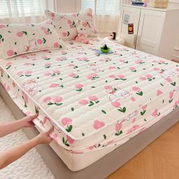 Folha equipada anti-ácaro com elástico, antiderrapante, capa de colchão ajustável, duplo, queen, rei tampa da cama, 1pc grosso - Image 1