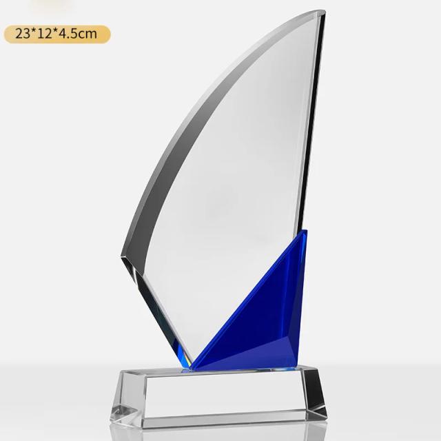 Troféu Personalizado de Cristal Azul com Letras Criativas para Decoração e Competição