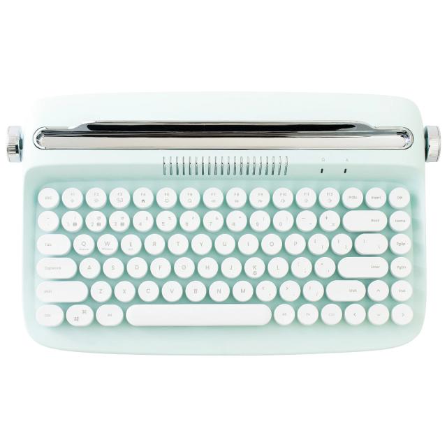 Máquina de escrever retro sem fio Bluetooth YUNZII ACTTO B303 com teclado estético e suporte integrado para diversos dispositivos na cor Sweet Mint
