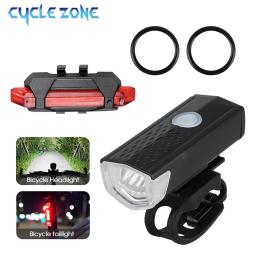 Conjunto de luzes de bicicleta mtb, recarregável por usb, à prova d'água, farol de bicicleta de montanha, aviso frontal, acessório de ciclismo - Image 1