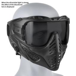REikirc Máscara tática de paintball airsoft com mudança de cor Máscaras protetora de rosto inteiro CS Cosplay pode ser equipada com câmera esportiva - Image 4