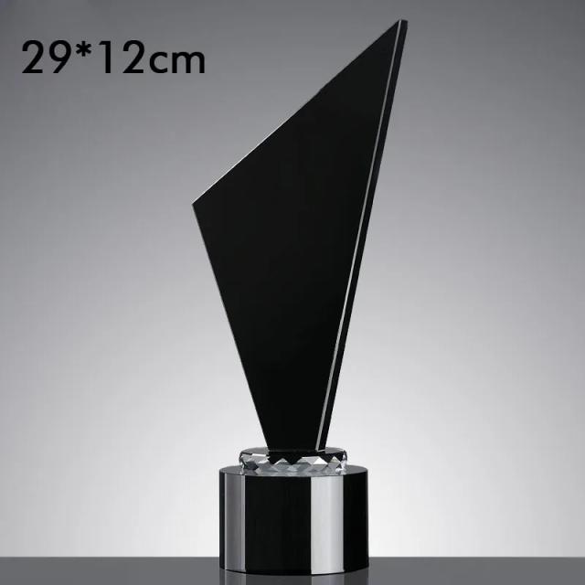 Troféu Personalizado de Lâmina de Cristal com Acabamento em Preto para Decoração e Reconhecimento Especial