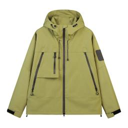 Casacos de chuva com capuz masculino com zíper, corta-vento exterior, jaqueta de tecnologia de três provas, casacos impermeáveis, primavera e outono - Image 3