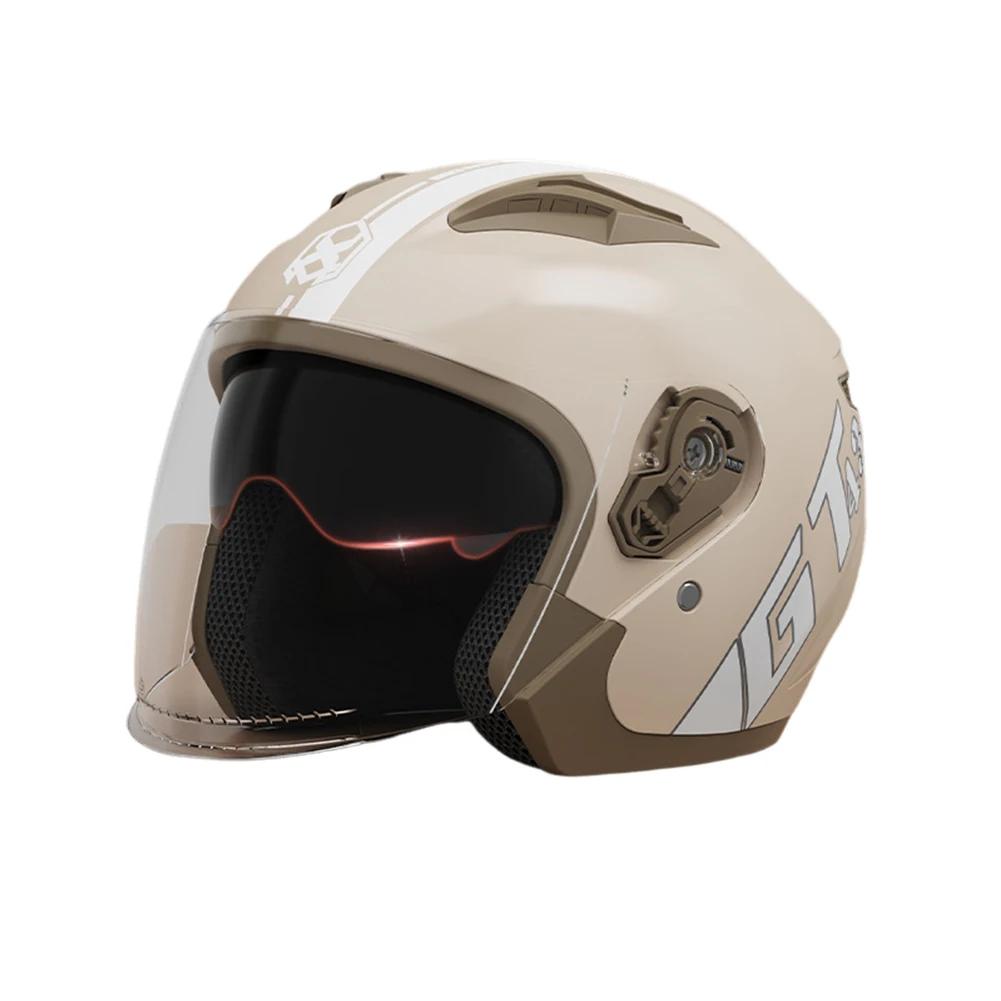 Meia Capacete da Motocicleta com Lente Dupla, Viseira Solar e Escudo do Vento, Forro Destacável Confortável, Ventilação, Elegante Aberto, 3/4 - Image 1