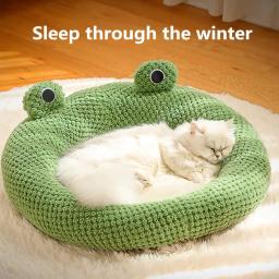 Cama ultra macia em forma de sapo, canil aconchegante para cães e gatos, design bonito dos desenhos animados - Image 2