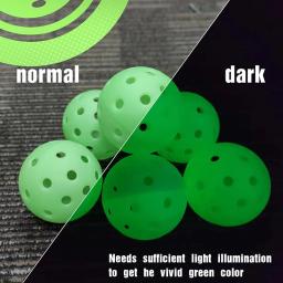 Pickleball luminoso para jogos e treinos noturnos, bola verde, brilho no escuro, bola de golfe colorida, 40 buracos, 74mm, 6pcs - Image 2