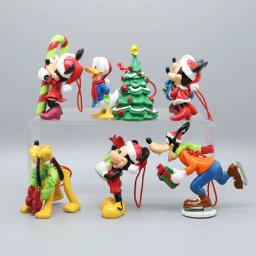 Disney mickey mouse árvore de natal pingente figuras de ação 6 pçs dos desenhos animados clássico brinquedo modelo boneca decoração para casa acessórios presentes - Image 5