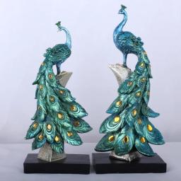 Ornamento de Pavão Dourado e Azul, Artesanato De Resina, Moda Criativa, Gabinete De Vinho, Sala De Estar, Decoração Do Lar, Presente, 1Pc - Image 5