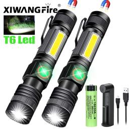 Ultra brilhante USB recarregável lanterna LED, acampamento ao ar livre, trabalhando, iluminação de emergência, luz tática, 2000LM - Image 1