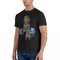 Homens Engraçados Deadlifting Dachshund Musculação Camisetas, Salsicha Cão, 100% Algodão Roupas, Novidade Manga Curta, Gola Redonda - Image 2