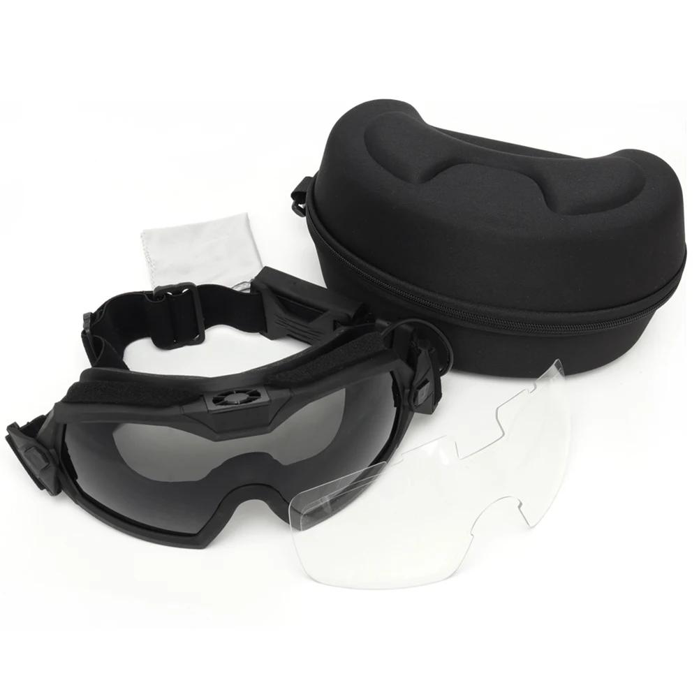 Airsoft militar óculos de proteção tático com micro ventilador anti-nevoeiro tiro balístico óculos à prova de vento hd 3 len capacete paintball - Image 1