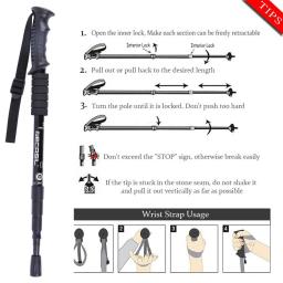 Pólo telescópico de alumínio nórdico para trekking, vara de caminhada, vara de acampamento, acampamento de esqui, muletas ao ar livre, 2pcs por lote - Image 3