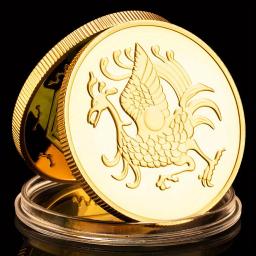 Prata e banhado a ouro Moeda Comemorativa, As Quatro Criaturas Míticos dos Tempos Antigos, Pássaro Vermelho Colecionável - Image 1