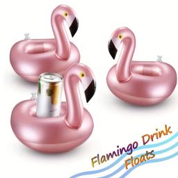 Porta-garrafas flamingo, porta-copos inflável, porta-copos flutuantes, ouro rosa, 1 peça - Image 1