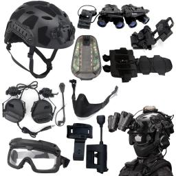 Airsoft capacete tático Headset, Paintball óculos e máscara, alumínio liga capacete, sinal de luz, bateria Pouch, L4G24, modelo NVG - Image 1