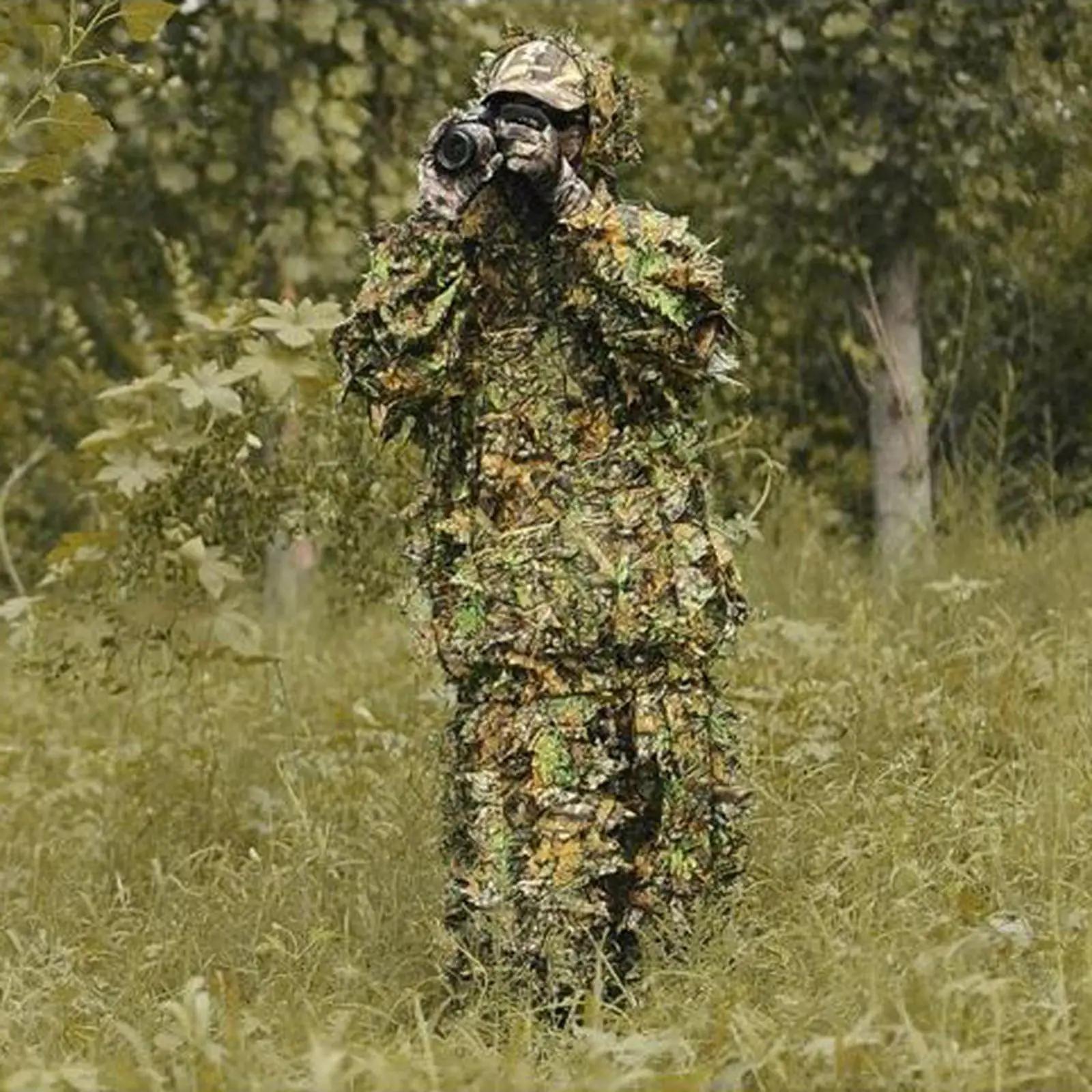 3D Leaves Ghillie Suit para adultos, jaqueta e calças com capuz, roupas de camuflagem para camping, caminhadas, birdwatching, caça, floresta, conjunto de roupas - Image 1