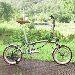 Kafeidi retro dobrável bicicleta cromo-molibdênio aço duplo c freio 16-Polegada 9 velocidades ciclo portátil para mulheres homens dobrável quadro bicicleta - Image 5