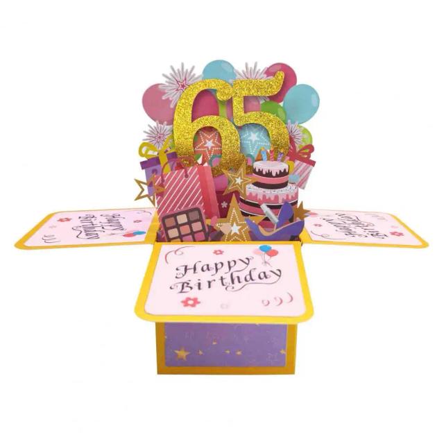 Cartão de Aniversário 3D com Envelope para Todas as Idades, Ideal para Presentes e Mensagens Especiais 65, 55, 12 e 15 Anos