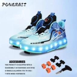 Crianças 2 Rodas Com LED Patins Sapatos Moda 2-em-1 Tênis Com Rodas Patinação de Esportes para Crianças Sapatos de Dupla Finalidade - Image 6