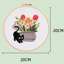 Cross Stitch Embroidery Starter Kit, Kit DIY com aros, Perfeito para amantes de gatos, Design bonito do gato - Image 6