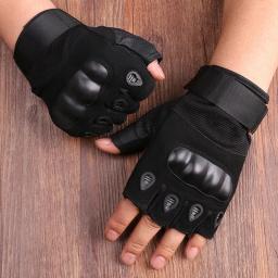 Hard Knuckle meio dedo luvas para homens, combate, caça, airsoft, paintball, sem dedos - Image 3