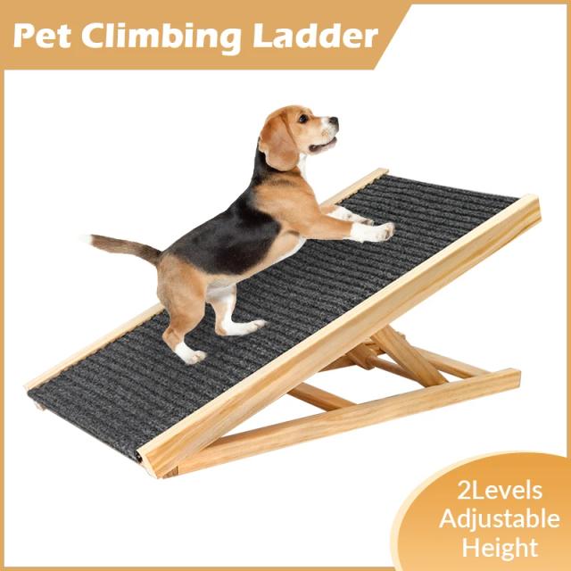 Rampa Antiderrapante Ajustável para Pets com Dois Níveis de Altura, Dobrável e Durável para Sofá e Cama