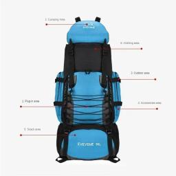 Bolsa de Viagem Grande para Homens e Mulheres Mochila de Acampamento, Caminhadas, Escalada, Esportes de Montanhismo, Bolsa Exterior, Mochila de Ombro 90L - Image 4