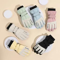 Inverno crianças moda quente luvas de esqui inverno ciclismo dedo cheio anti frio esportes luvas de pelúcia para meninos e meninas - Image 1