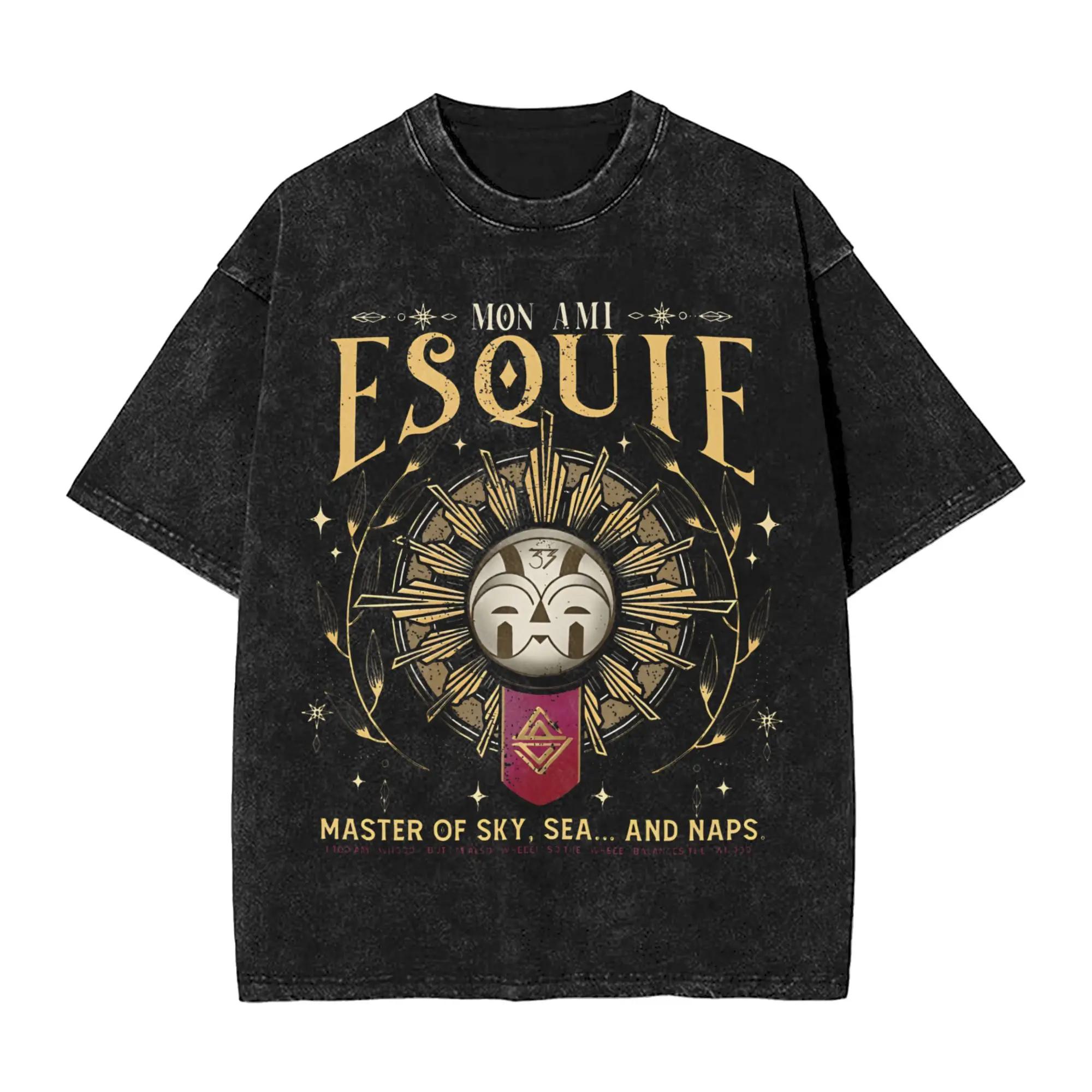 Clair Obscur Expedition 33 Camisetas para Homens Puro Algodão Novidade Camiseta Gola Redonda Personagem Camiseta Roupas de Manga Curta - Image 1