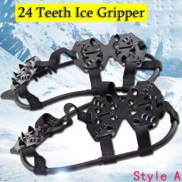 1 par de escalada de gelo crampon gripper 8 studs anti-skid gelo neve acampamento chuteiras antiderrapante preto sapatos de caminhada para mulher m/l - Image 5